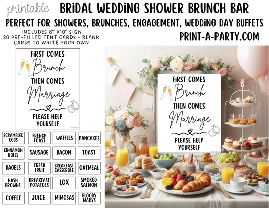 Wedding Event Bridal Brunch Bar Printable Sign & Tent Cards | Wedding Shower Breakfast Bar Decorations | Instant Download