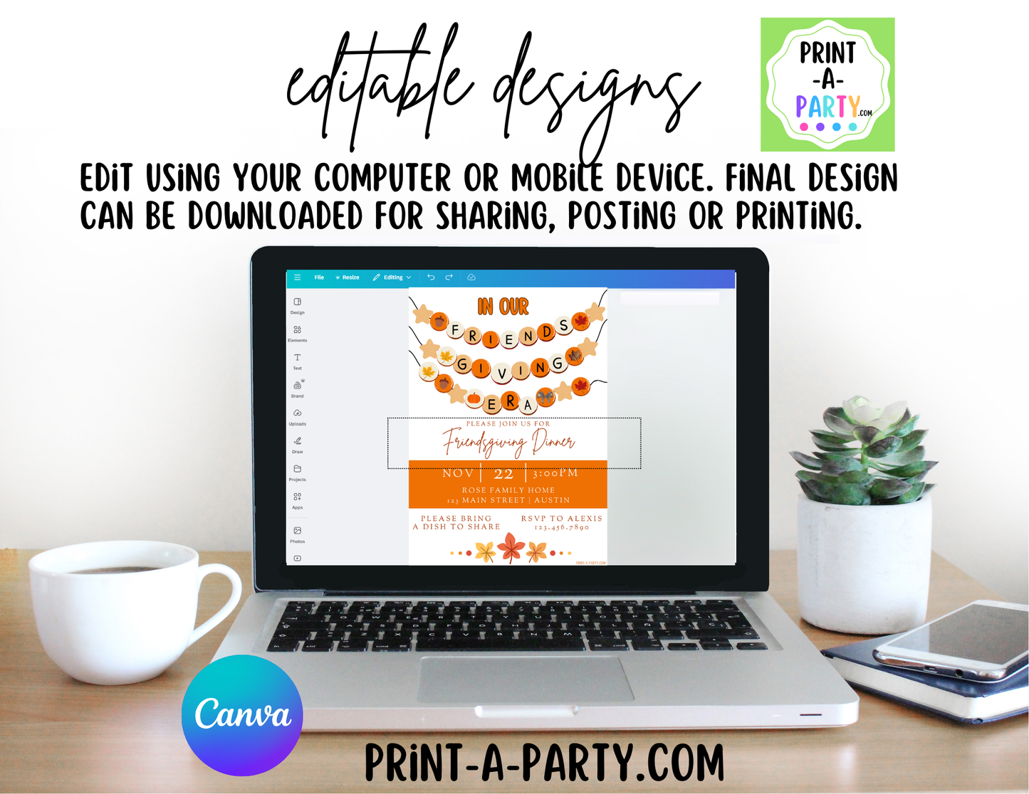 THANKSGIVING Editable Friendsgiving Invitation Template | Trendy “In Our Friendsgiving Era” Canva Invite