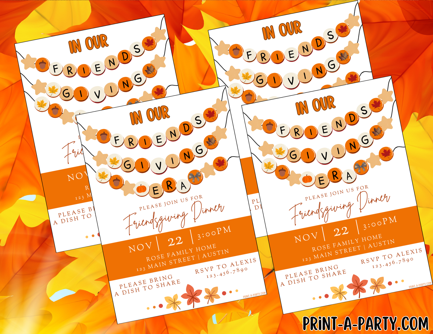 THANKSGIVING Editable Friendsgiving Invitation Template | Trendy “In Our Friendsgiving Era” Canva Invite