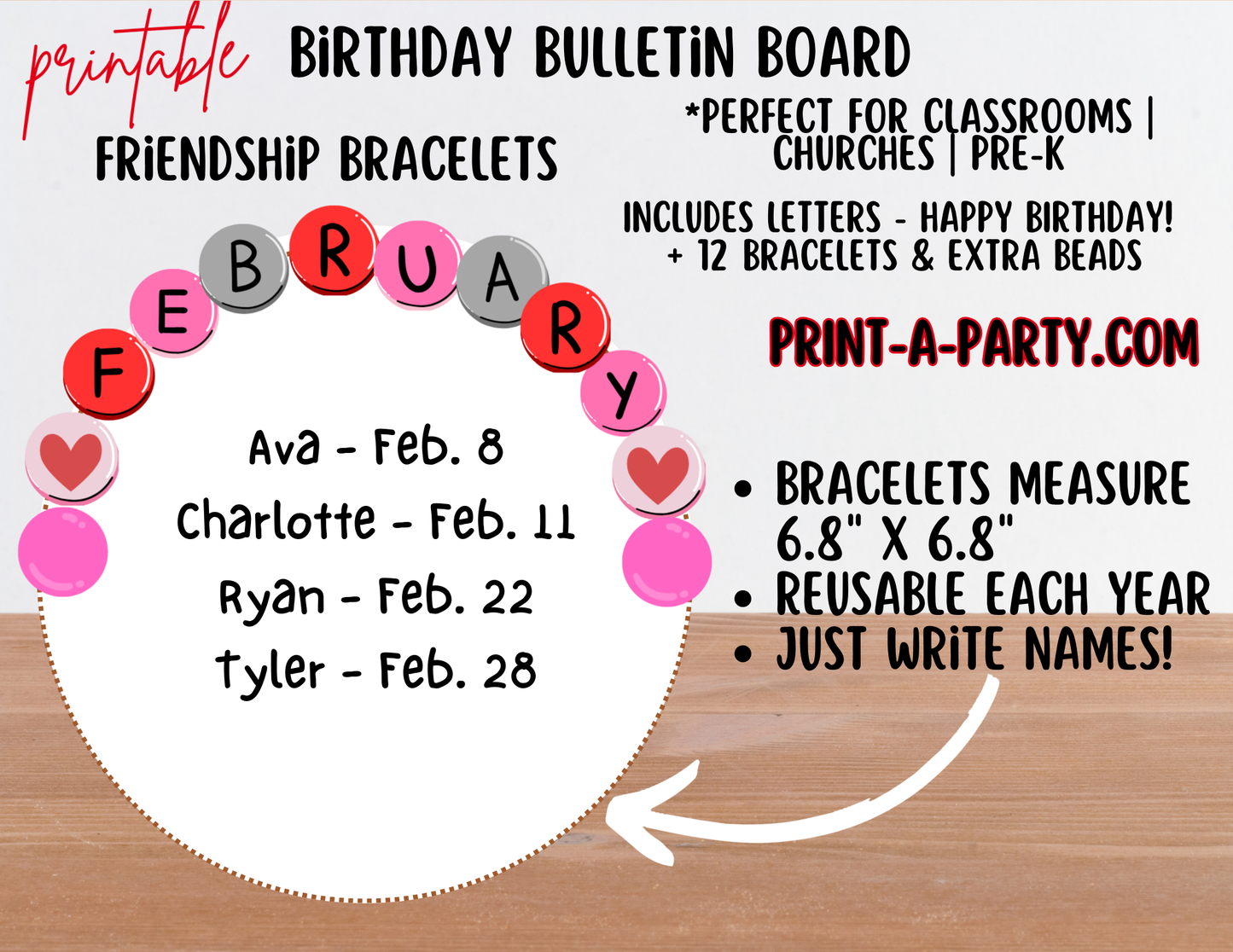 BACK TO SCHOOL: Birthday Bulletin Board Display for Classroom | Birthdays | Friendship Bracelets