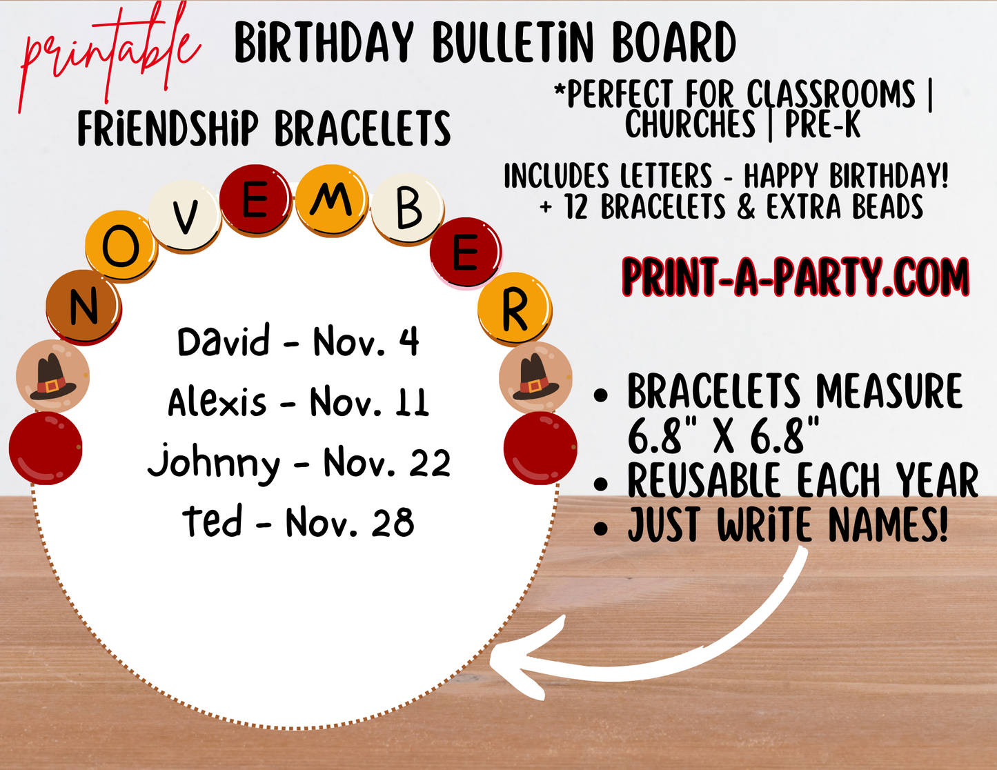 BACK TO SCHOOL: Birthday Bulletin Board Display for Classroom | Birthdays | Friendship Bracelets