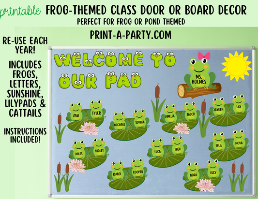 CLASSROOM DECOR | Frog-Themed Door Decoration Bulletin Board Decor - Welcome to Our Pad – Printable Frog-Themed Classroom Decor Kit