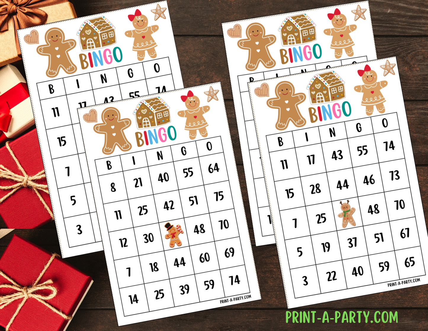 BINGO: Printable Gingerbread Bingo Game – Christmas Party Activity for Kids, Adults, and Classrooms