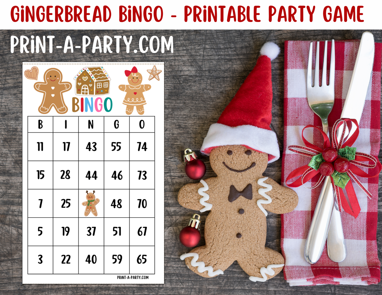 BINGO: Printable Gingerbread Bingo Game – Christmas Party Activity for Kids, Adults, and Classrooms