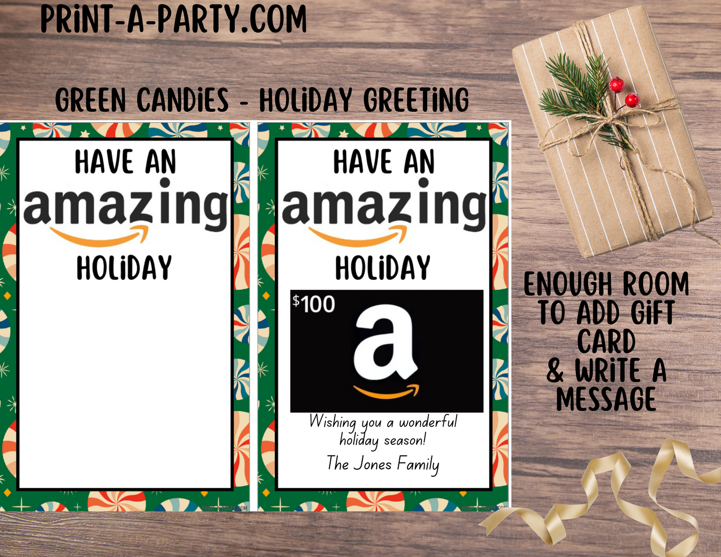 GIFT CARD Amazon Gift Card Holder Printables – Christmas & Holiday Gift Card Templates