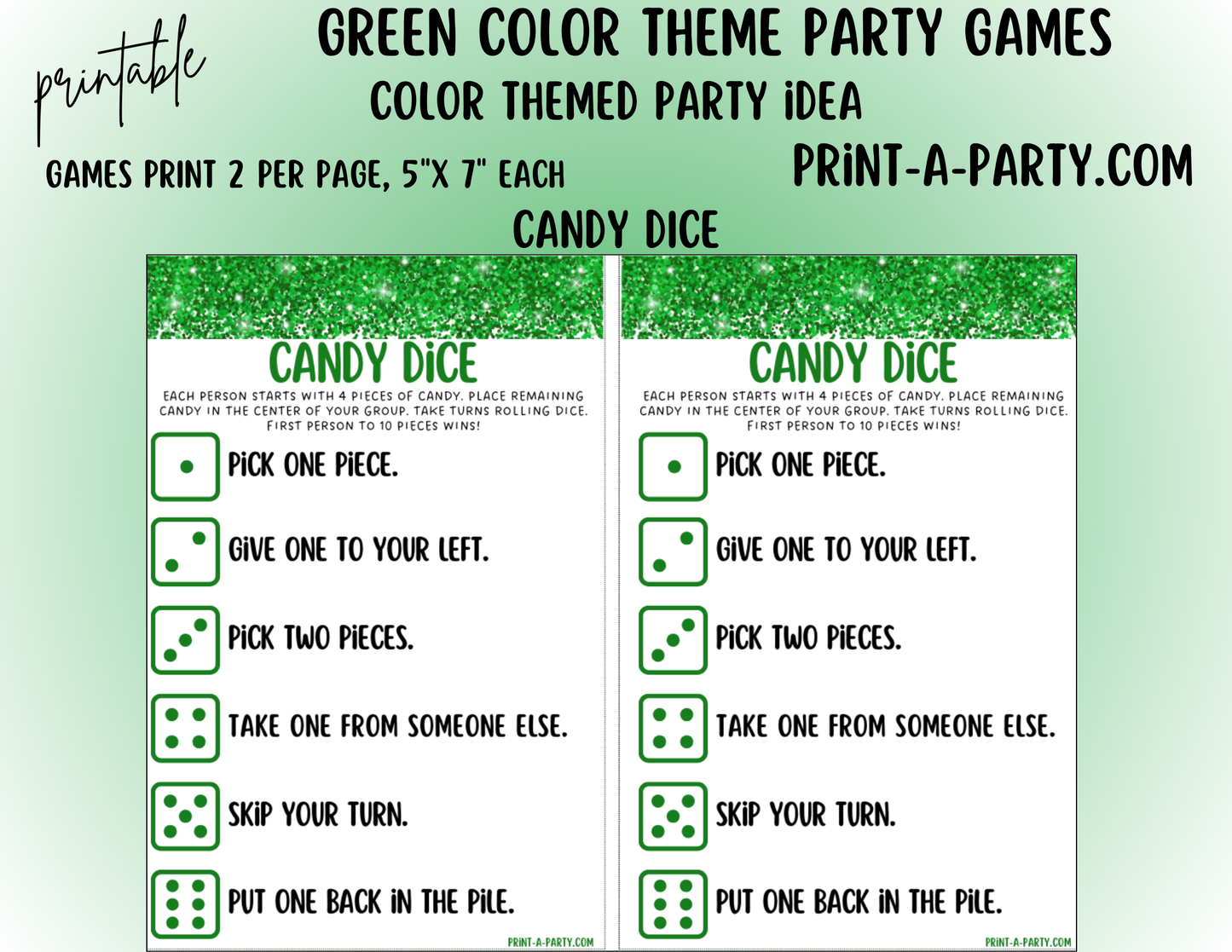 GAMES: COLOR PARTY GREEN THEME | Color Party | Green Party Games | Green Party Ideas | INSTANT DOWNLOAD