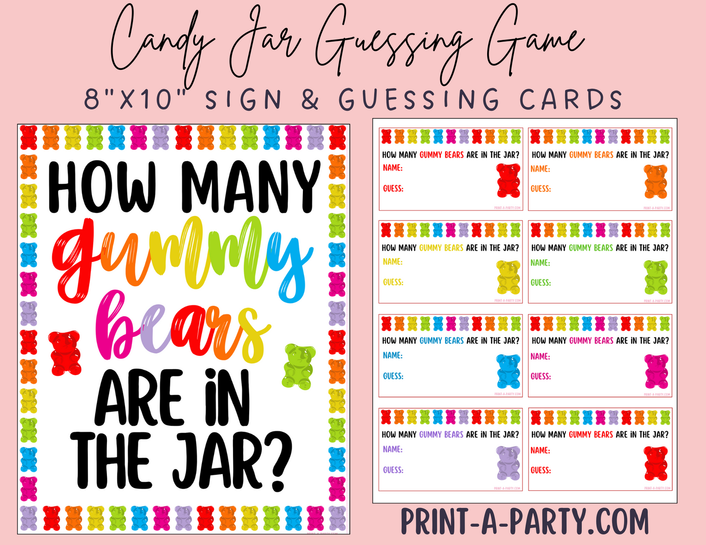 CANDY JAR GUESSING GAME - Gummy Bears | How many Gummy Bears in jar | Party or Event Game DIY