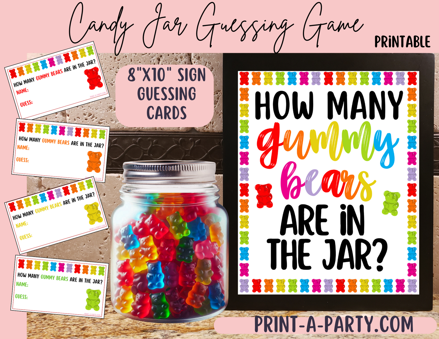 CANDY JAR GUESSING GAME - Gummy Bears | How many Gummy Bears in jar | Party or Event Game DIY
