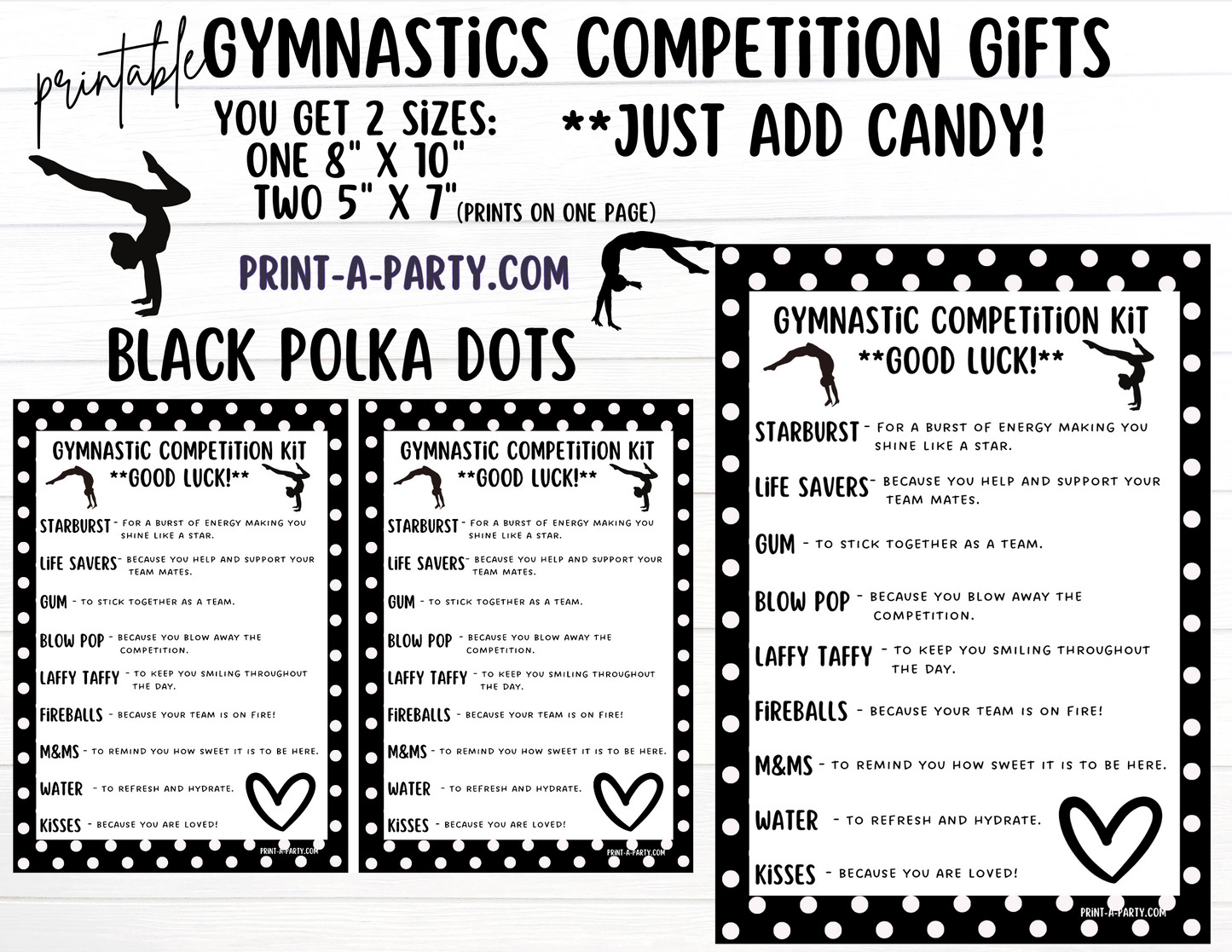 Gymnastics Candy Gram Printable – Big Sis, Little Sis & Team Gifts, Gymnastics Meet Contest