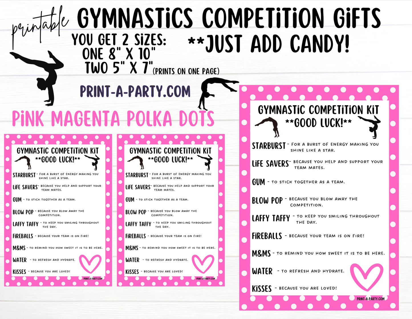 Gymnastics Candy Gram Printable – Big Sis, Little Sis & Team Gifts, Gymnastics Meet Contest