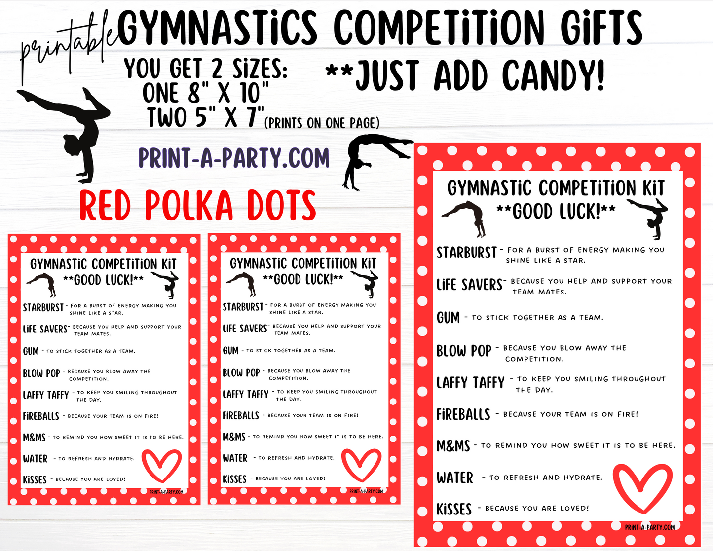 Gymnastics Candy Gram Printable – Big Sis, Little Sis & Team Gifts, Gymnastics Meet Contest
