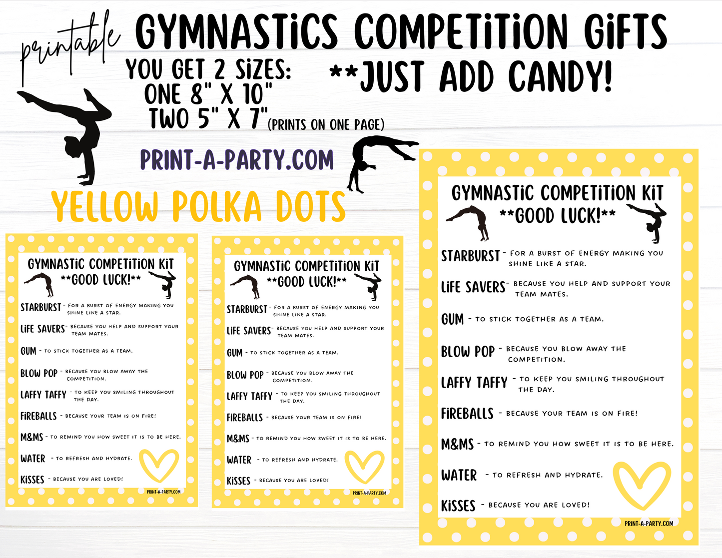 Gymnastics Candy Gram Printable – Big Sis, Little Sis & Team Gifts, Gymnastics Meet Contest