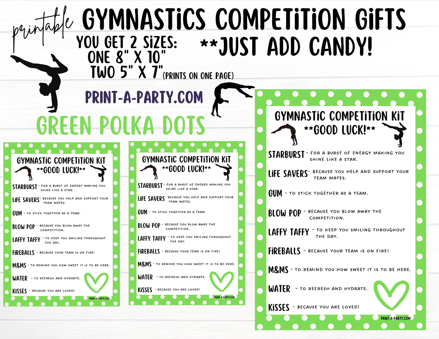 Gymnastics Candy Gram Printable – Big Sis, Little Sis & Team Gifts, Gymnastics Meet Contest
