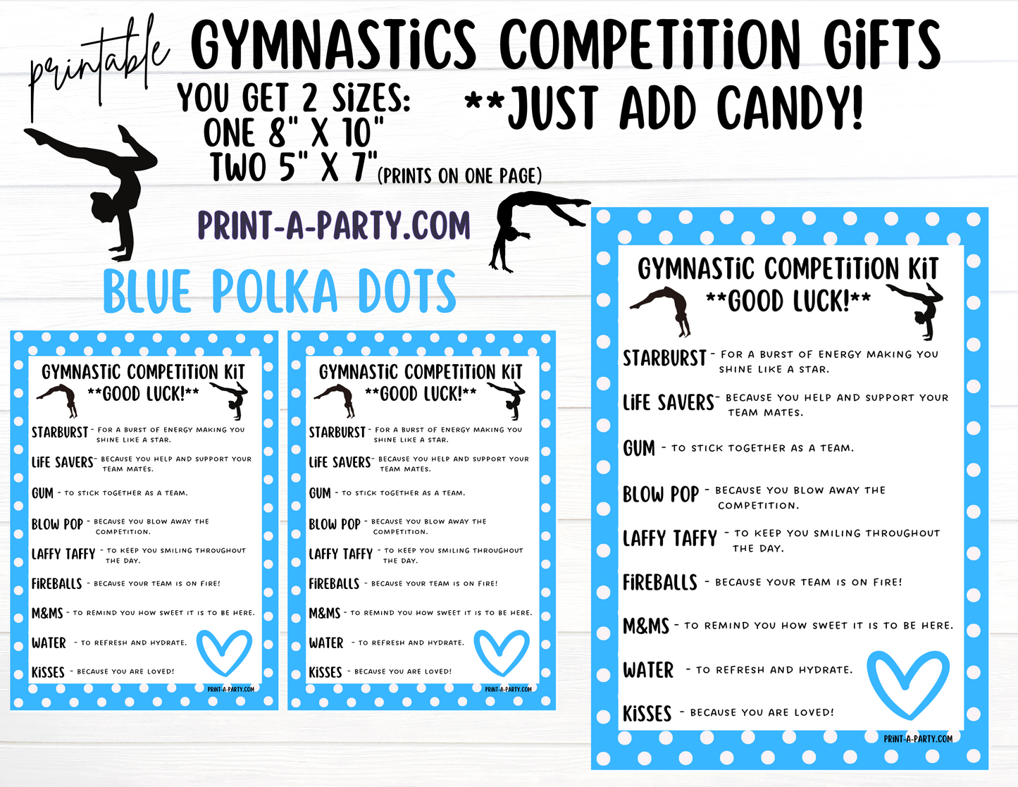 Gymnastics Candy Gram Printable – Big Sis, Little Sis & Team Gifts, Gymnastics Meet Contest
