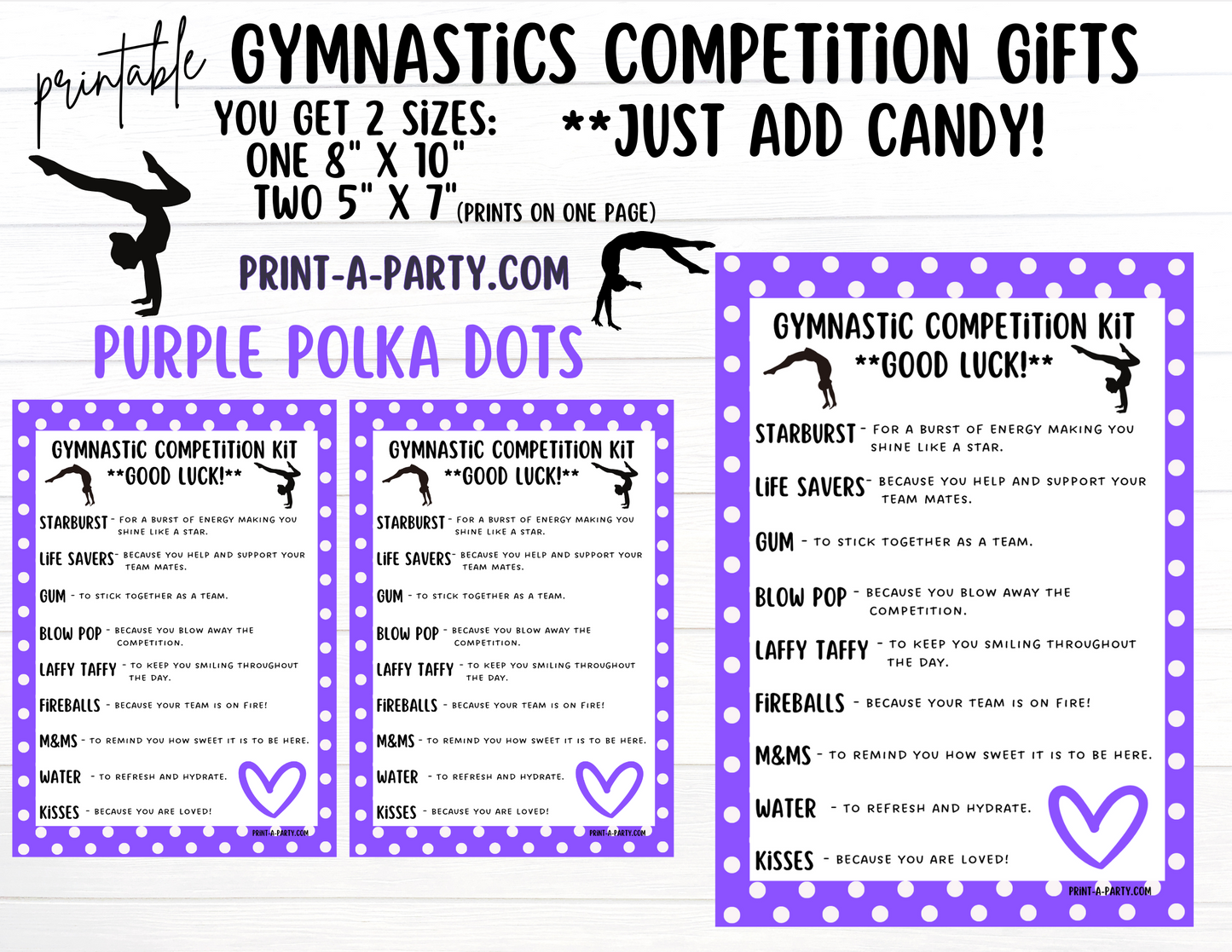 Gymnastics Candy Gram Printable – Big Sis, Little Sis & Team Gifts, Gymnastics Meet Contest