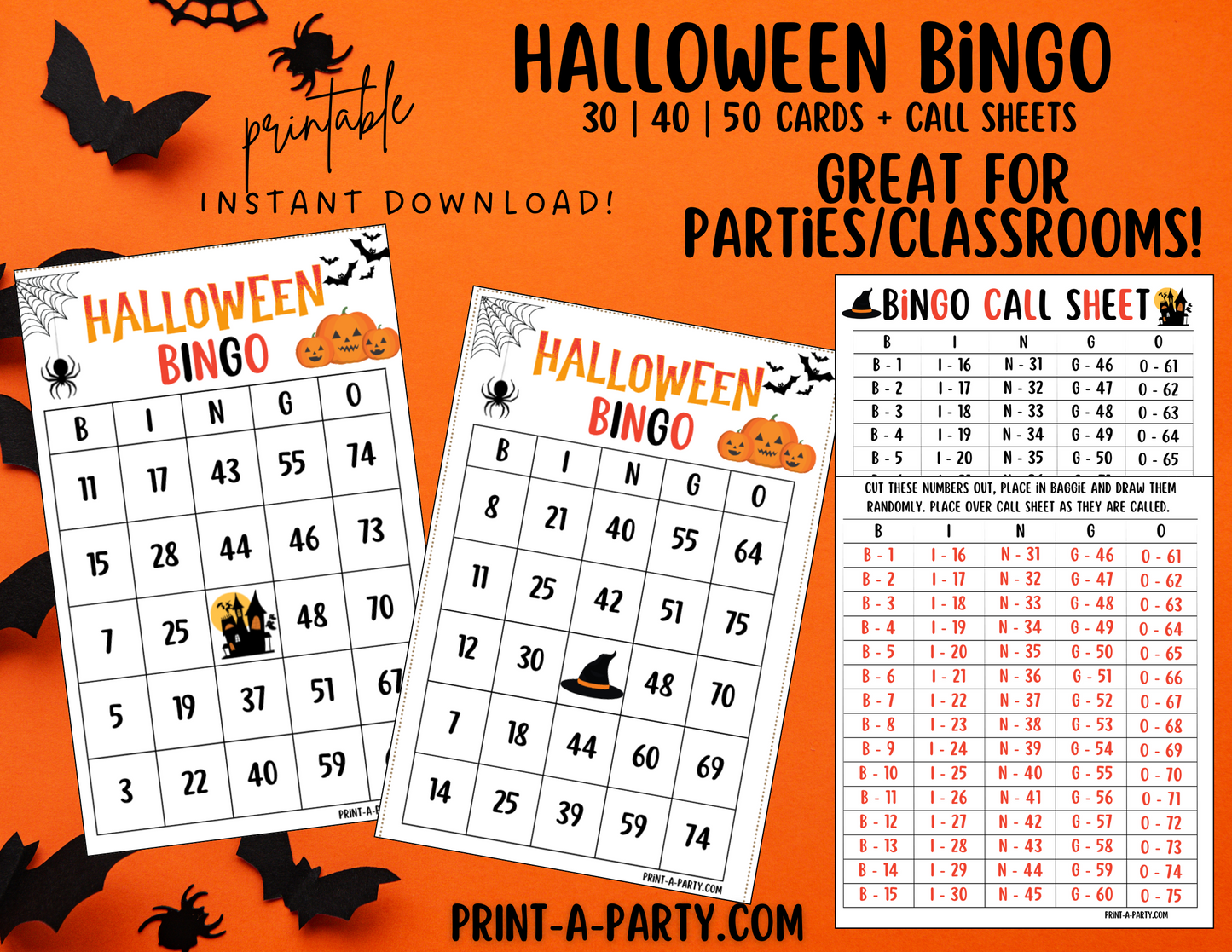 BINGO: Halloween Bingo Game Printable – Instant Download for Classrooms, Parties & Family Fun