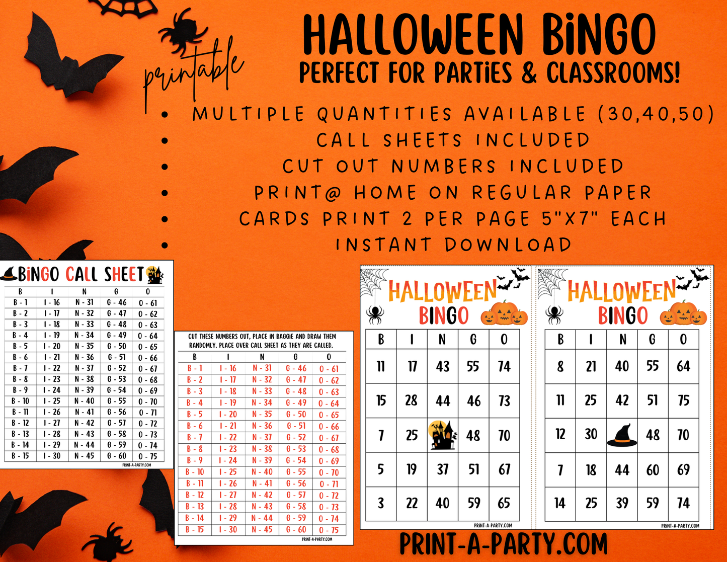 BINGO: Halloween Bingo Game Printable – Instant Download for Classrooms, Parties & Family Fun