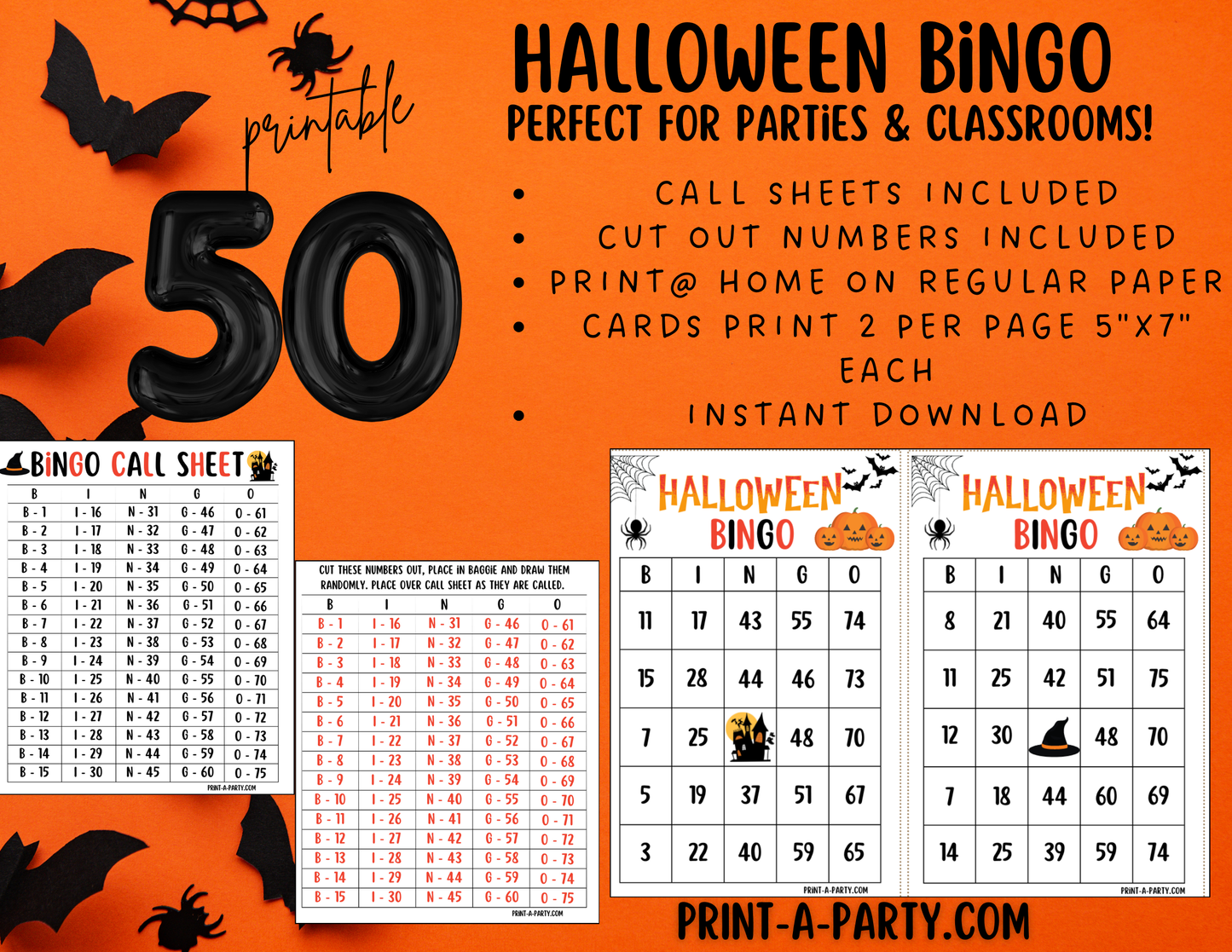 BINGO: Halloween Bingo Game Printable – Instant Download for Classrooms, Parties & Family Fun