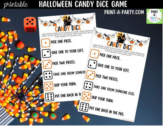 Halloween Candy Dice Game Printable | Halloween Party Game | Halloween Classroom Activity