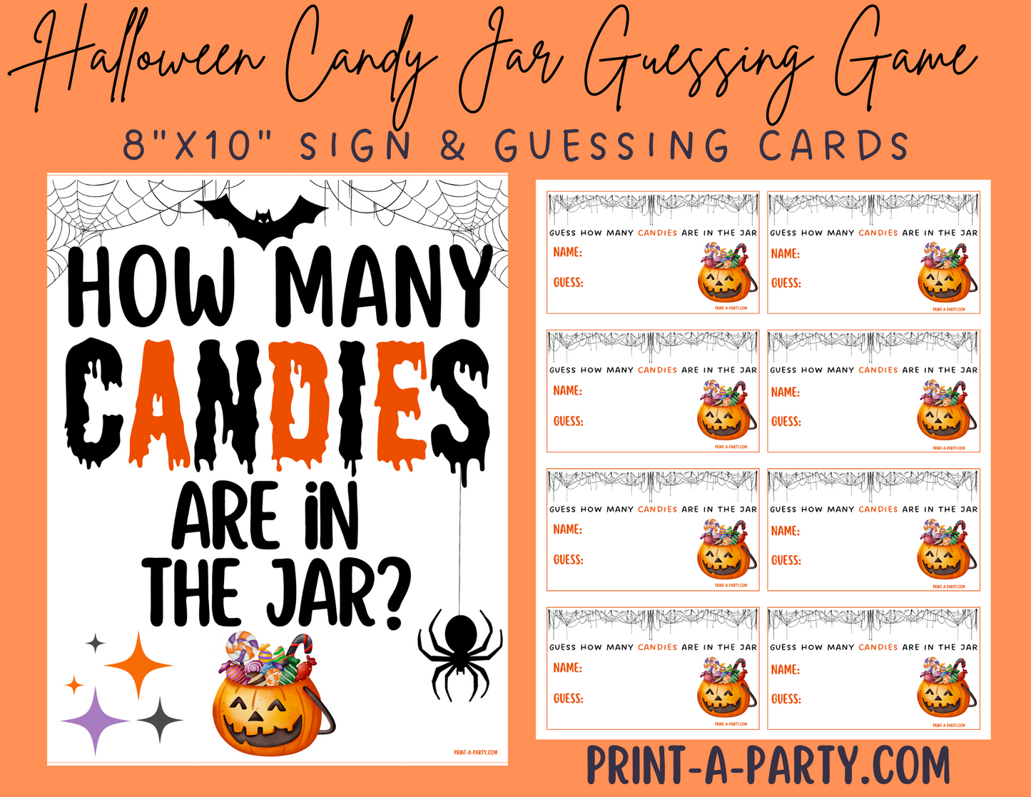 CANDY JAR GUESSING GAME - HALLOWEEN CANDY | How many candies are in jar | Halloween Party Idea | Halloween Activity | Halloween DIY | Halloween Candy| Printable