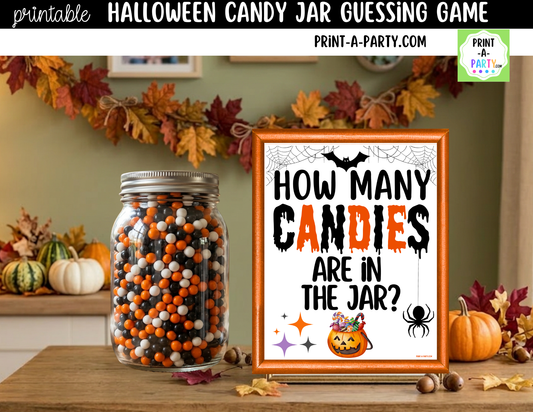 Halloween Candy Jar Guessing Game Printable Sign (8x10) and Guessing Cards for Fall, Halloween Parties and events