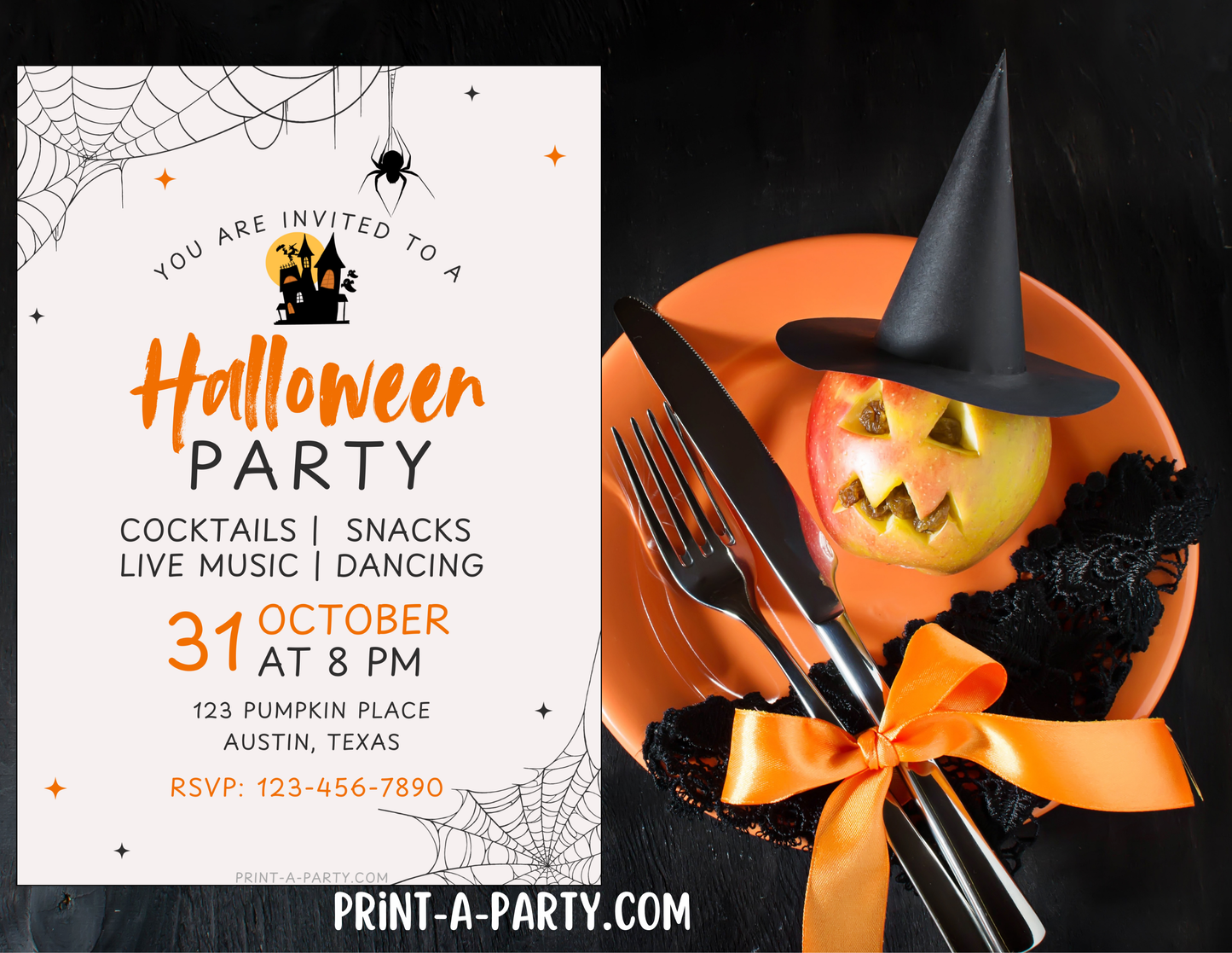 HALLOWEEN EDITABLE Party Invitation – Customizable Template for Instant Download & Post, Share or Print