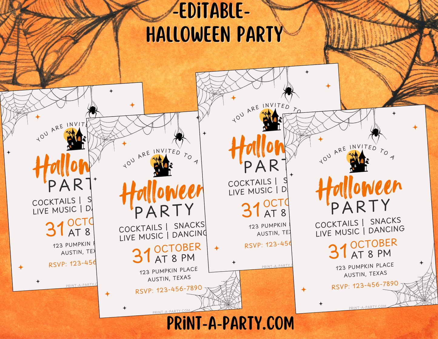 HALLOWEEN EDITABLE INVITATION: HALLOWEEN PARTY INVITATION - EDITABLE PRINTABLE | Halloween Party Invite | Halloween Party Customization