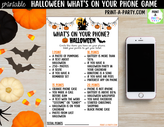 What's On Your Phone? Halloween Party Game Printable | Halloween Icebreaker Activity