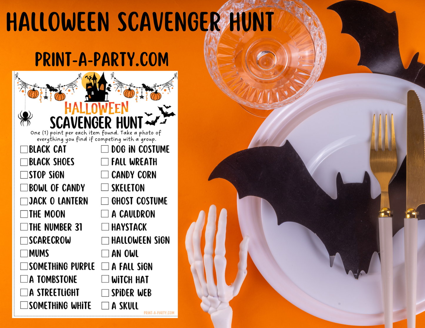 SCAVENGER HUNT GAME: Halloween Theme - Printable Halloween Scavenger Hunt Game – Fun Halloween Party Activity for Kids