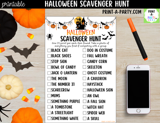 Halloween Scavenger Hunt Printable | Spooky Party Activity for Kids & Families