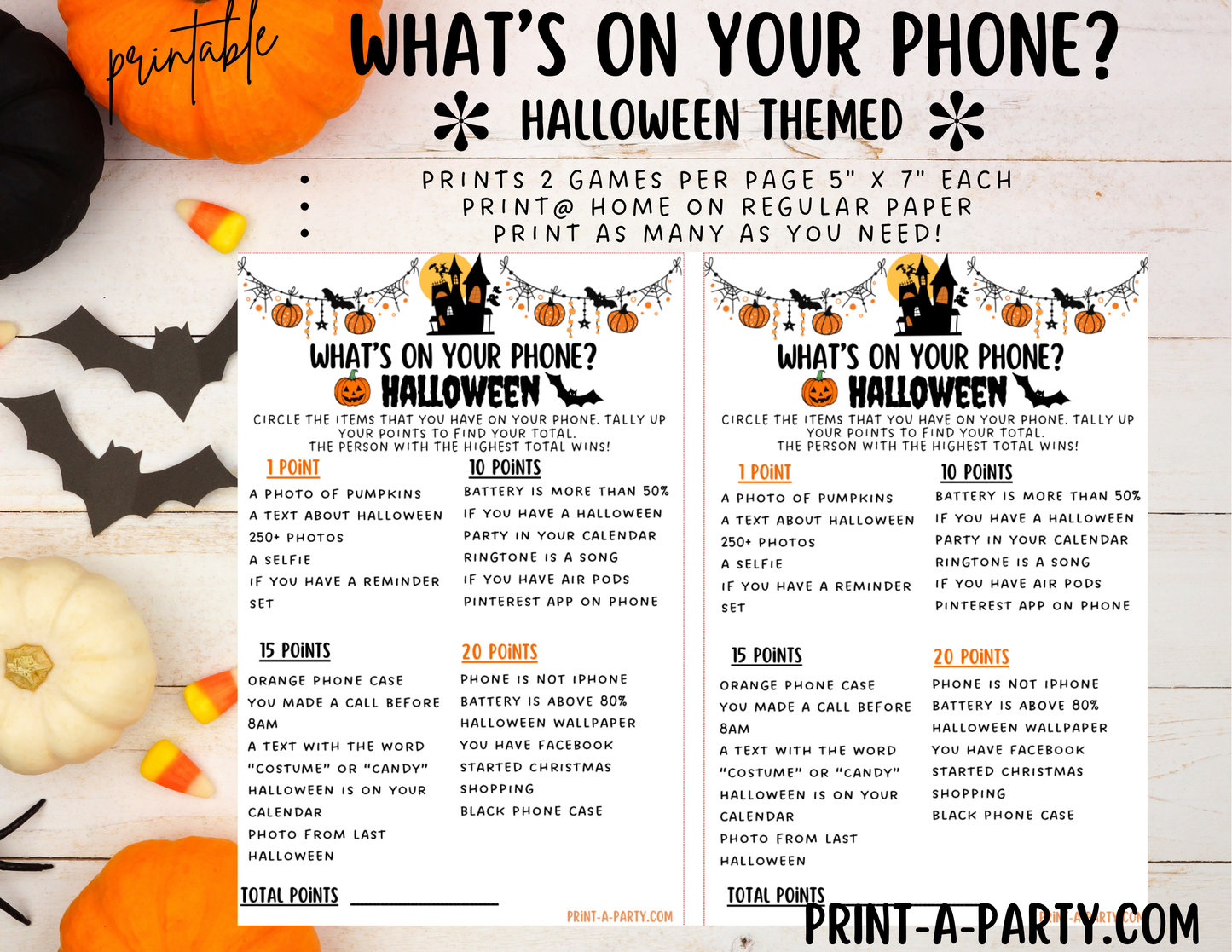 What’s On Your Phone – Halloween Edition Printable Game – Fun Spooky Party Activity for Kids, Classrooms or Halloween Parties