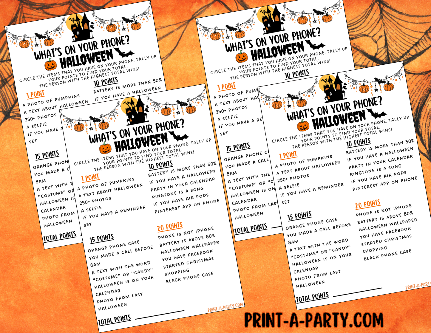 What’s On Your Phone – Halloween Edition Printable Game – Fun Spooky Party Activity for Kids, Classrooms or Halloween Parties