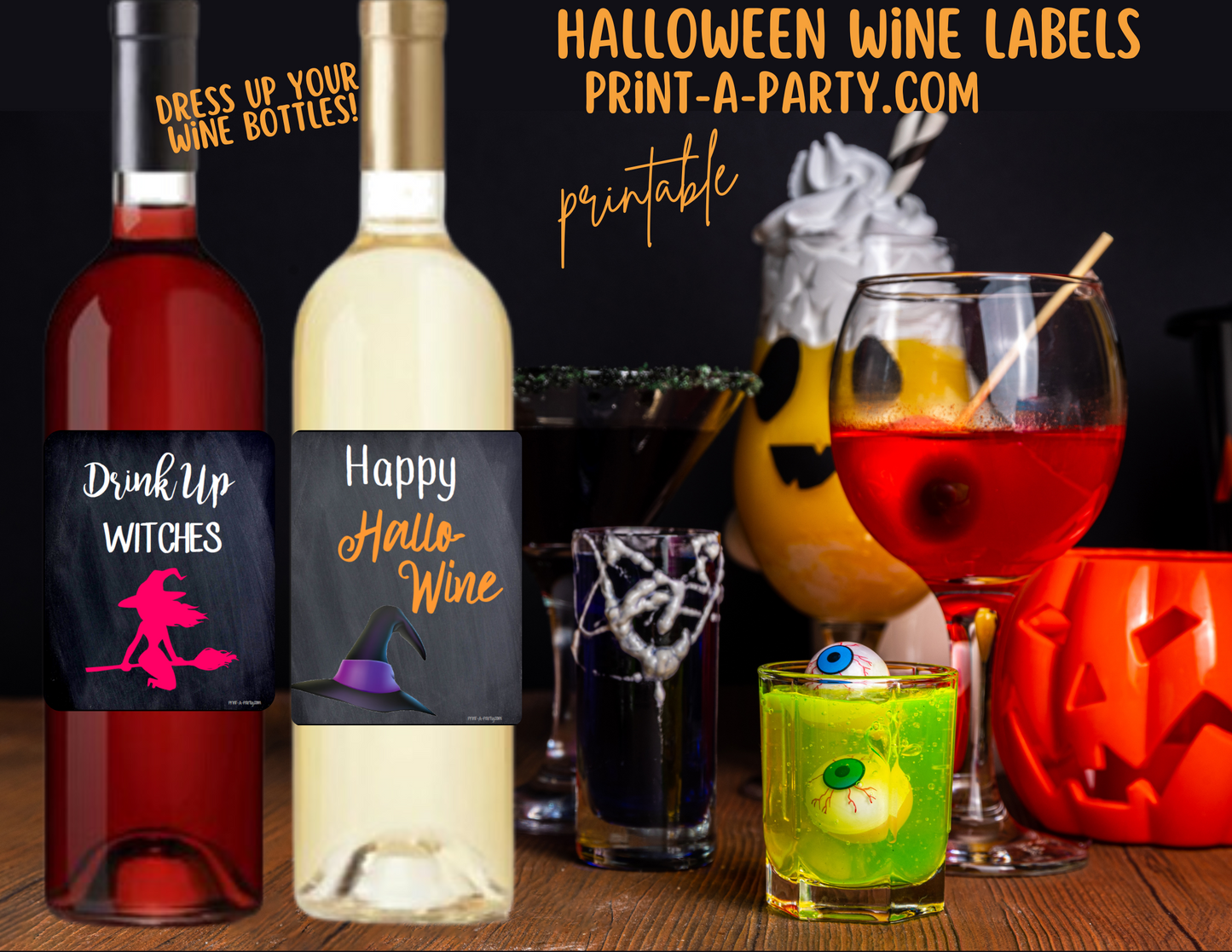 WINE LABELS: Halloween Printable Wine Labels – Funny & Sarcastic Stickers for Spooky Parties and Host Gifts