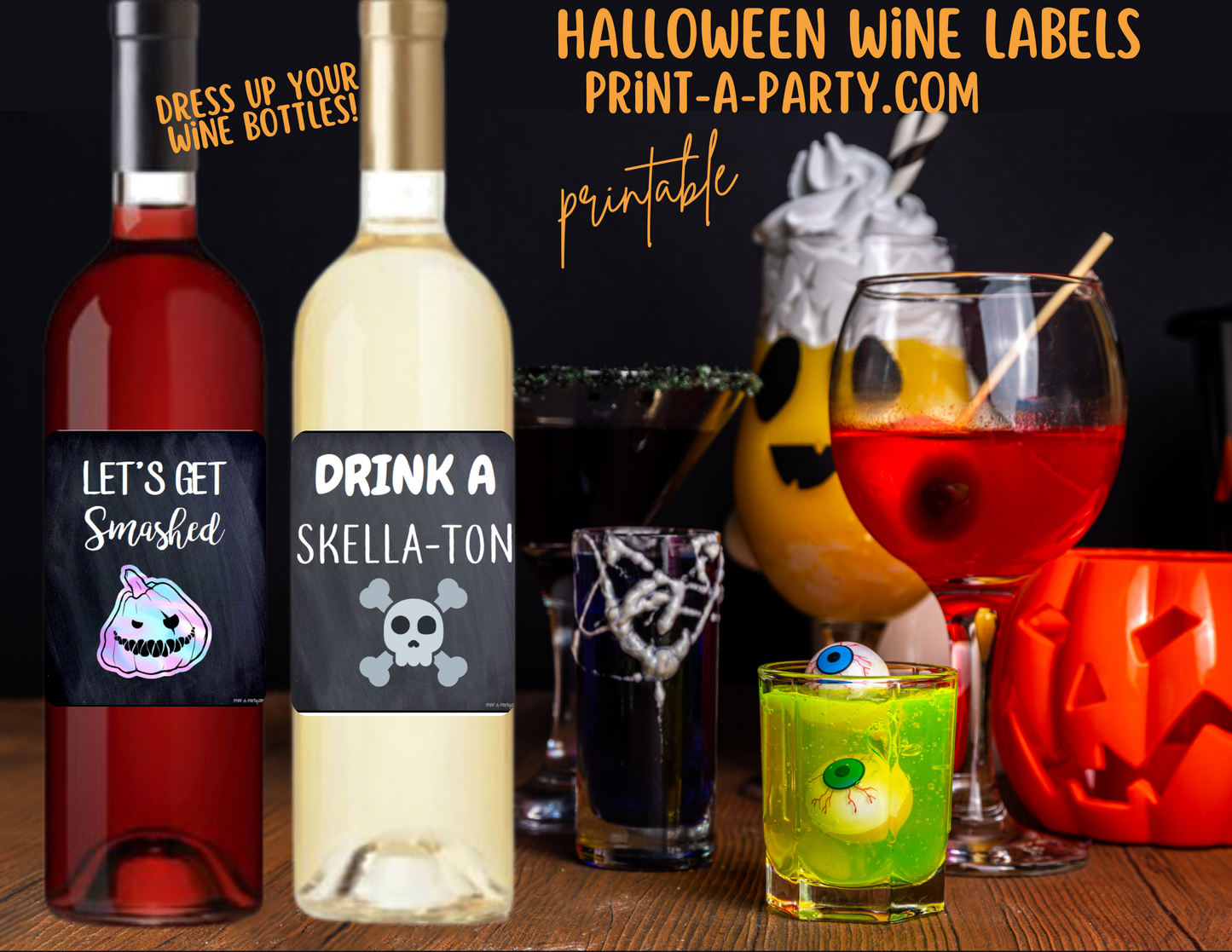 WINE LABELS: Halloween Printable Wine Labels – Funny & Sarcastic Stickers for Spooky Parties and Host Gifts
