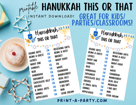 THIS OR THAT GAME - Printable Hanukkah This or That Game – Fun Hanukkah Activity for Kids, Classrooms & Parties