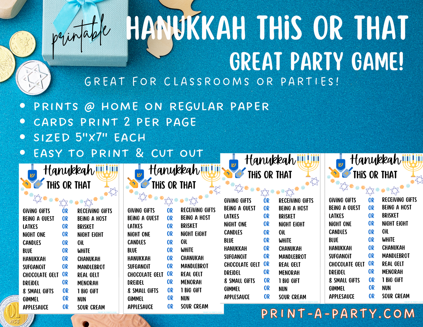 THIS OR THAT GAME - Printable Hanukkah This or That Game – Fun Hanukkah Activity for Kids, Classrooms & Parties