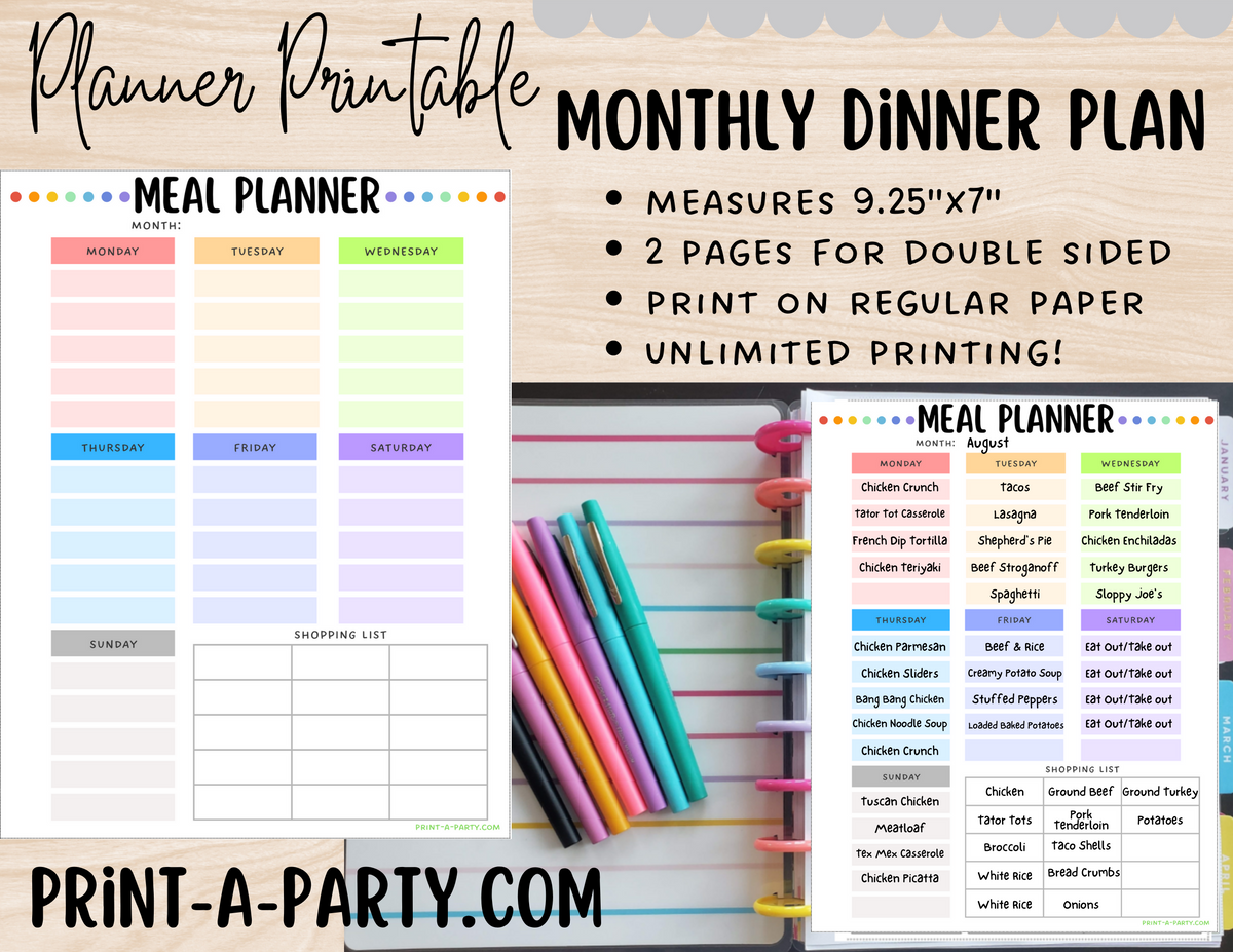 Happy Planner Meal Planning, Meal Planner Printable, Happy Planner