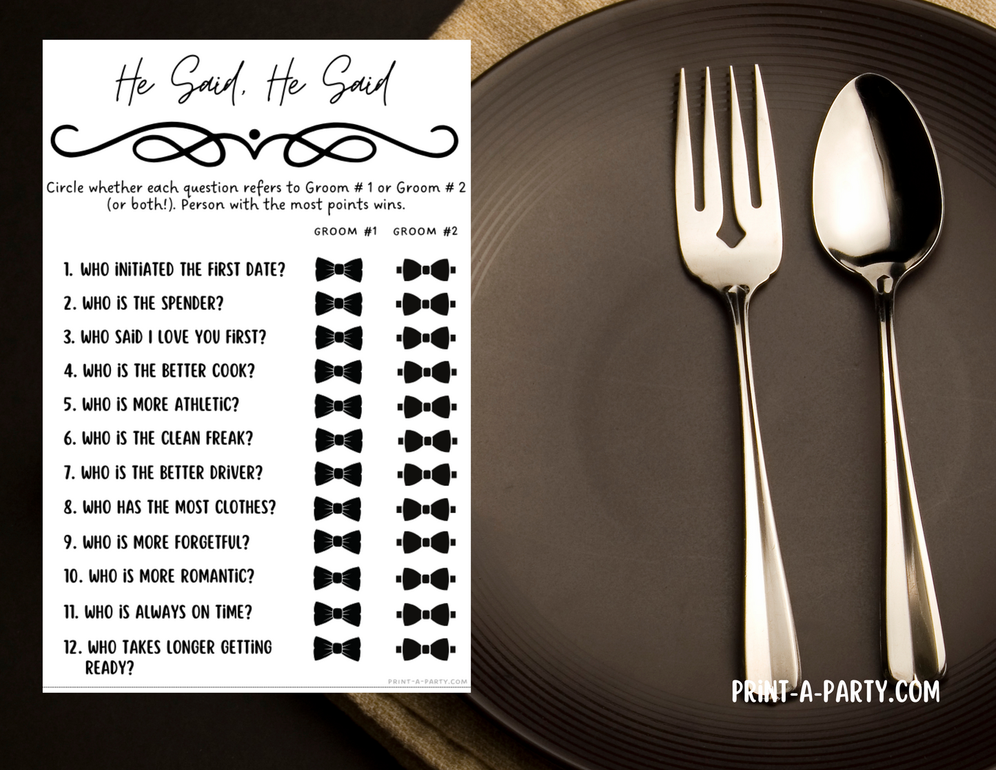HE SAID, HE SAID: Same Sex Wedding Shower Game LGBTQ+ | Printable Same Sex Wedding Games | Instant Download