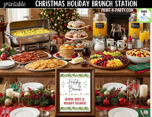 Christmas Brunch Bar Printable Kit | Sign and Food Tent Cards