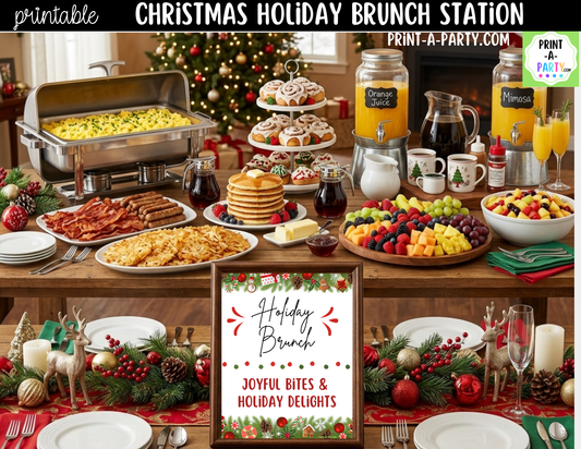 Christmas Brunch Bar Printable Kit | Sign and Food Tent Cards