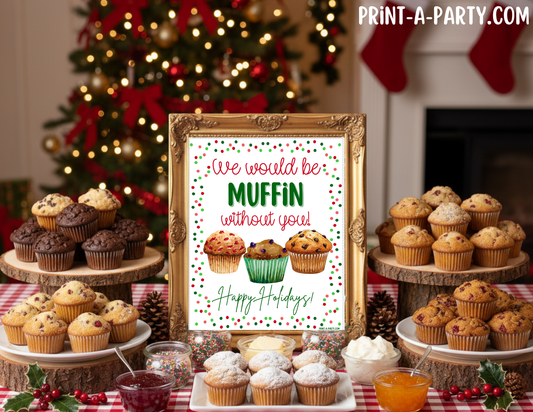 Appreciation Sign: Holiday Printable Christmas MUFFIN Appreciation Sign – Festive 8x10 Holiday Decor for Staff, Teachers & Volunteers
