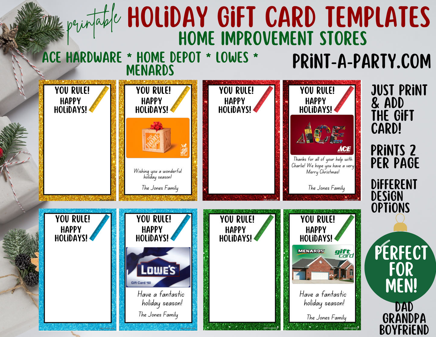 GIFT CARD Printable Home Improvement Gift Card Holders – DIY & Fix-It Themed Templates