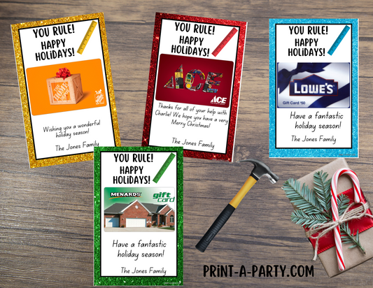GIFT CARD Printable Home Improvement Gift Card Holders – DIY & Fix-It Themed Templates