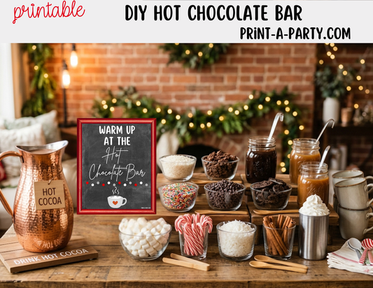 Hot Chocolate Bar Printable Sign (8x10) + Topping Tent Cards - Fall Winter Parties + Events