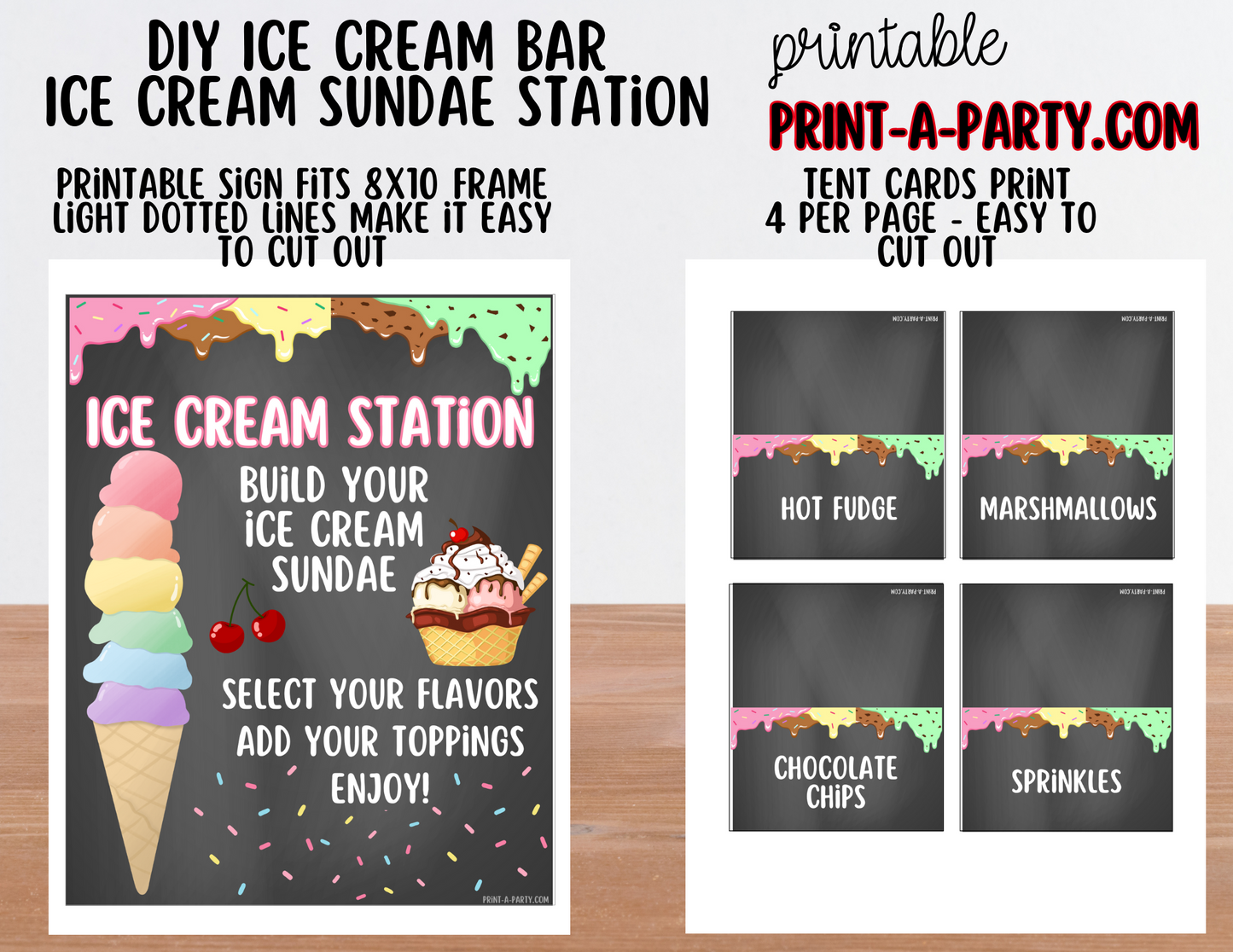 ICE CREAM BAR | ICE CREAM SUNDAE STATION - Chalkboard | Ice Cream Bar Sign | Food Station for Party | Party Food Bar | Party | Classroom | DIY Ice Cream Sundae Bar