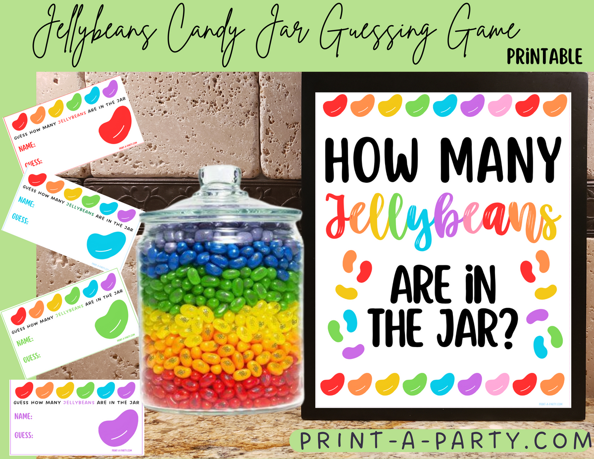 CANDY JAR GUESSING GAME EASTER OR ANY PARTY Jellybeans How Many PrintAParty jelly-beans-guessing-game-fun-baby-shower-games-gold-confetti-guess-how-many-beans-in-a-jar