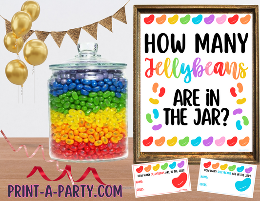 Candy Jar Guessing Game - JELLYBEANS - Printable Party Game for Birthdays, Easter, St. Patrick's Day or More!