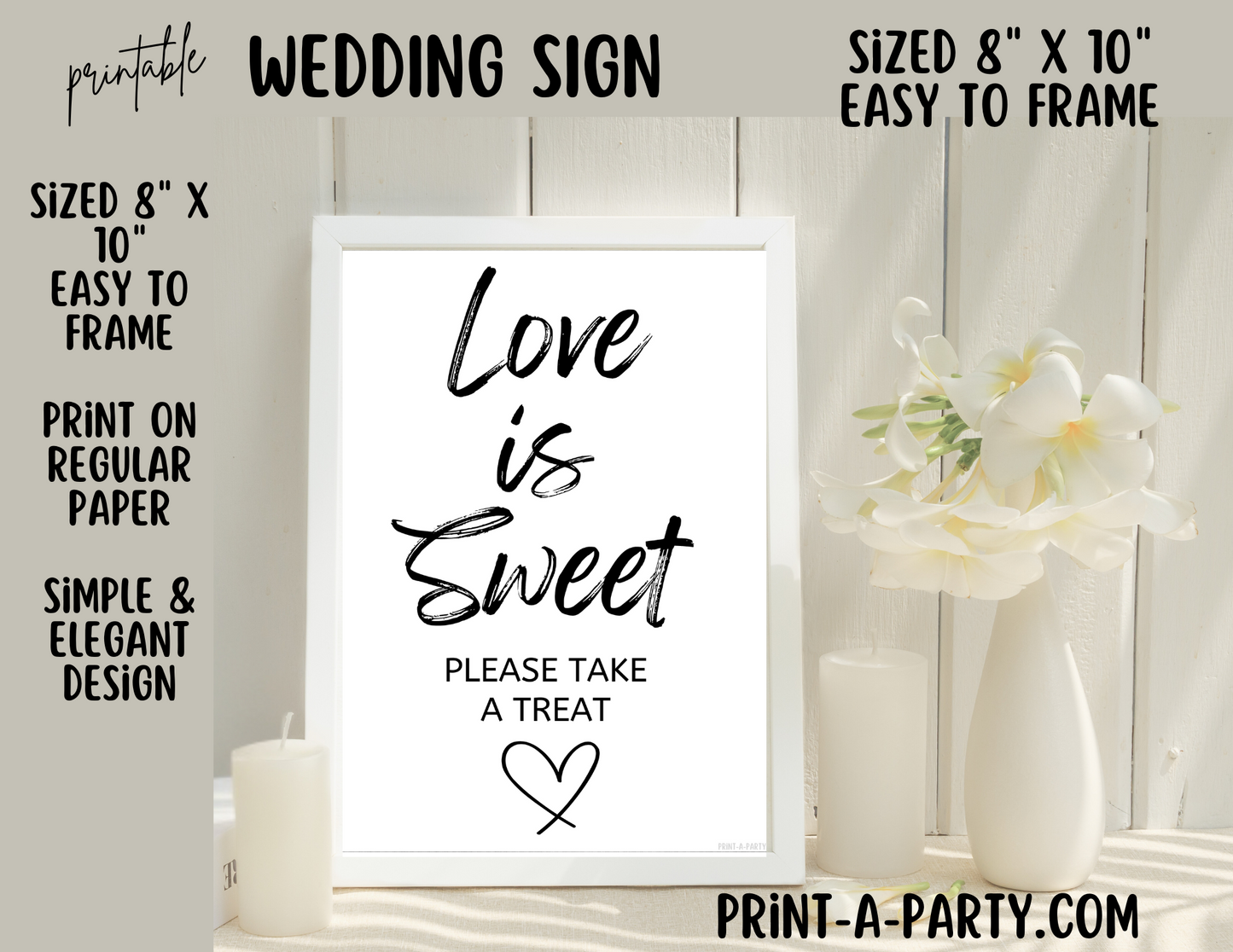 LOVE IS SWEET - Printable Dessert Bar Sign for weddings, showers, engagement parties