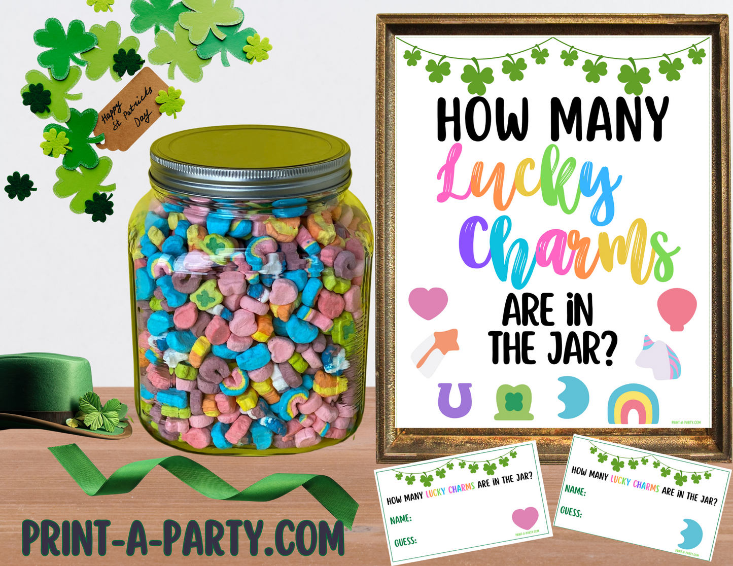 Candy Jar Guessing Game - St. PATRICK'S DAY LUCKY CHARMS - Printable St. Patrick's Day Party Game for Classrooms, Parties or the Office