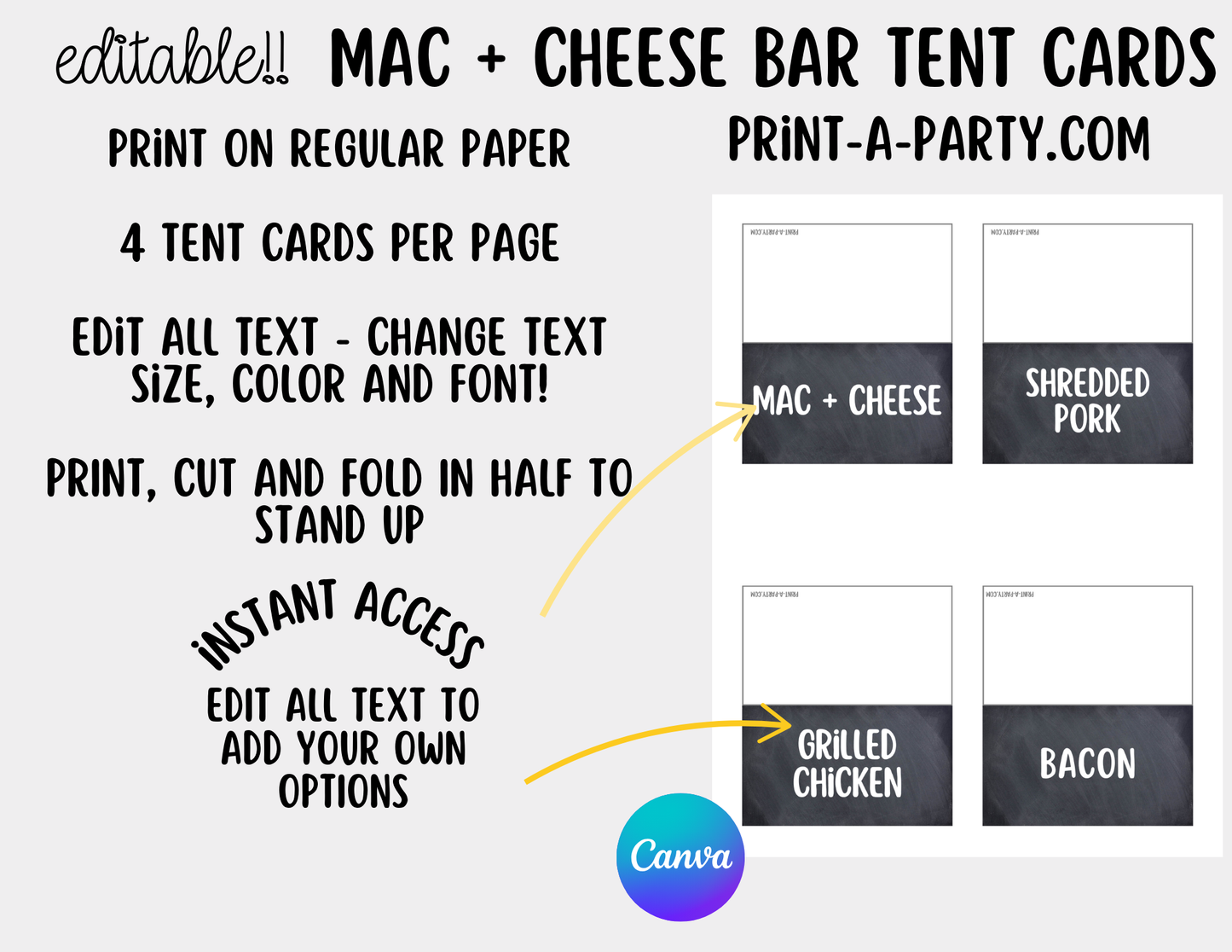 EDITABLE MAC & CHEESE BAR | STATION Setup - Chalkboard | Macaroni & Cheese Sign | Party Food Bar | Shower | DIY Mac & Cheese Bar